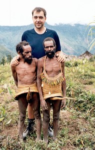 European man & Papua Yali tribe – mountain pygmey